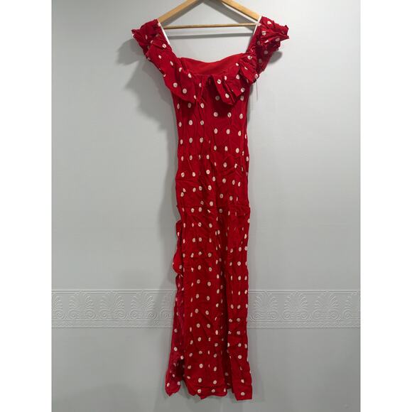 Majorelle Deanna Cherry Red Polka Dot Ruffle Girly Resort Party Gown NWT S - Picture 5 of 8